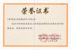  2019.12湖北省工程質量檢測知識競賽活動優勝單位
